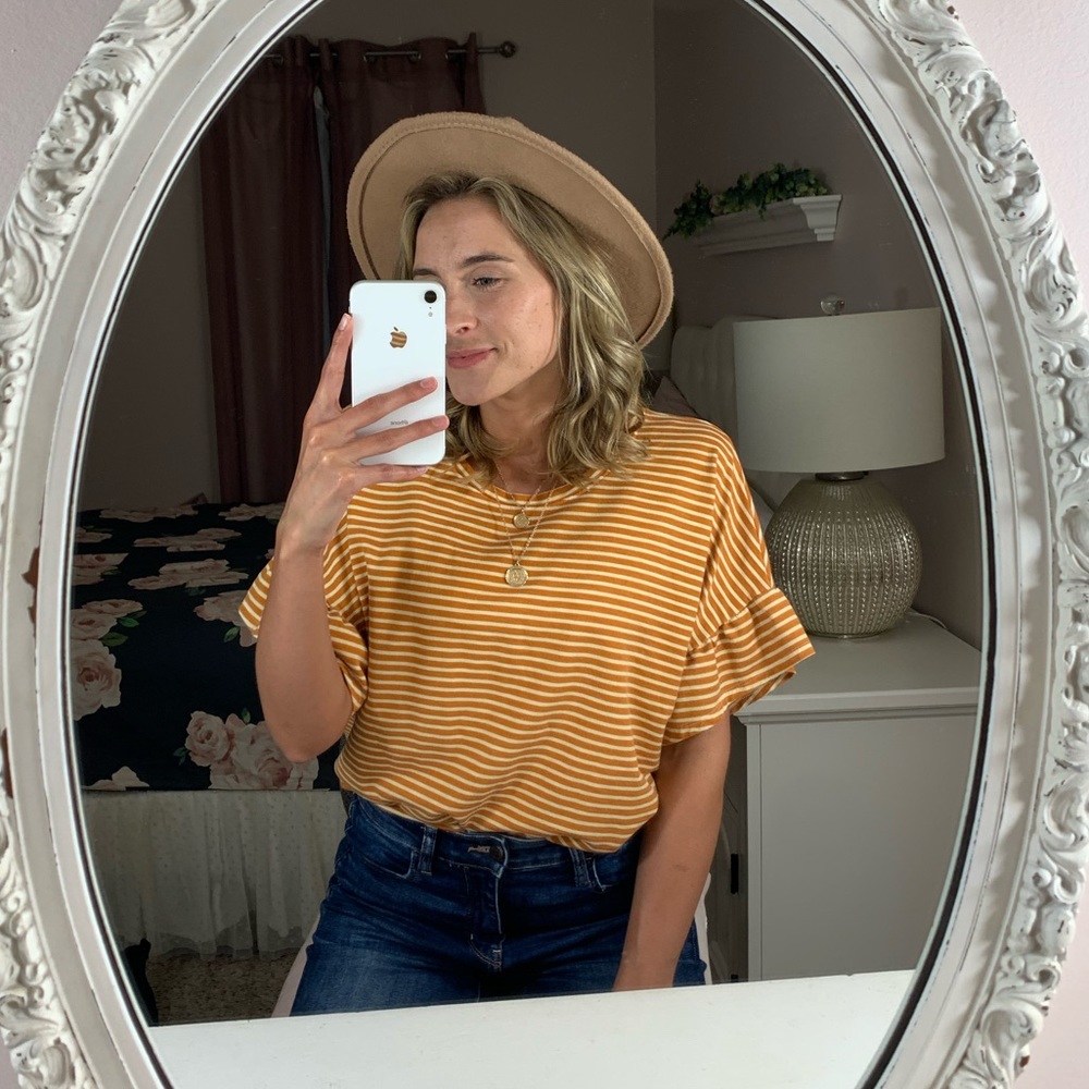 Orange Striped Fun Sleeve Top - XL